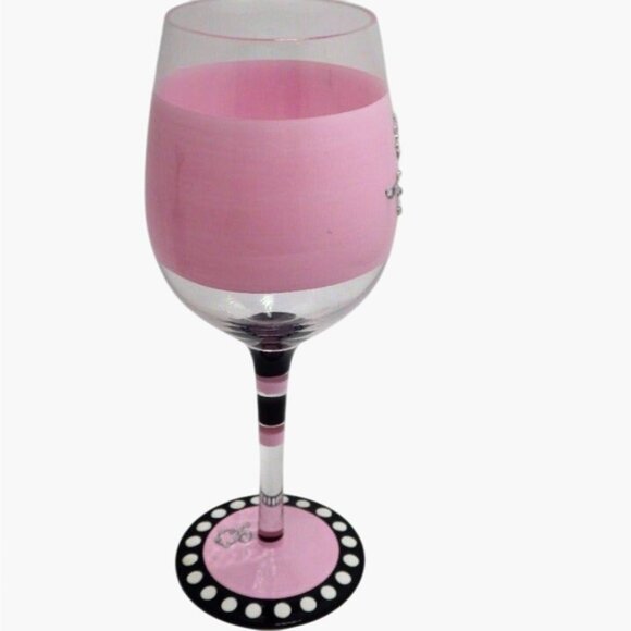 Wine Glass Rhinestone Ampersand Black And Pink - Picture 4 of 9